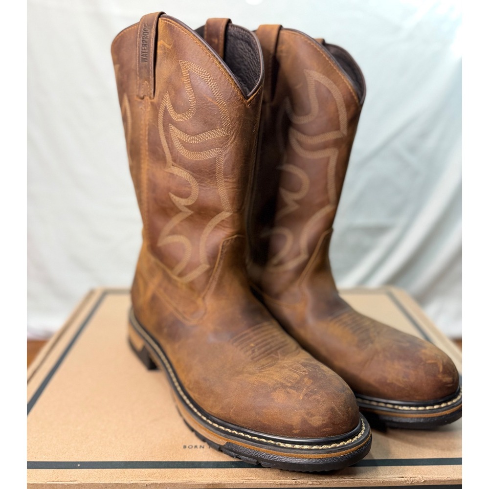 Rocky Mens Original Ride Roper Western Boots Waterproof Leather Brown Size 14